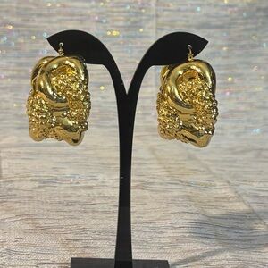 Elegantly Bold Gold Textured & Embossed Hoop Earrings
